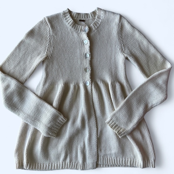 Free People Cream Cottagecore Cozycore Coquette Girl Button-Up Knit Cardigan XS - Picture 2 of 15